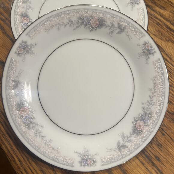 Noritake Bridal Waltz Bread Plates SET Of 9 VTG 6.25" 4109 Pink Blue Floral EXC! - Picture 7 of 14